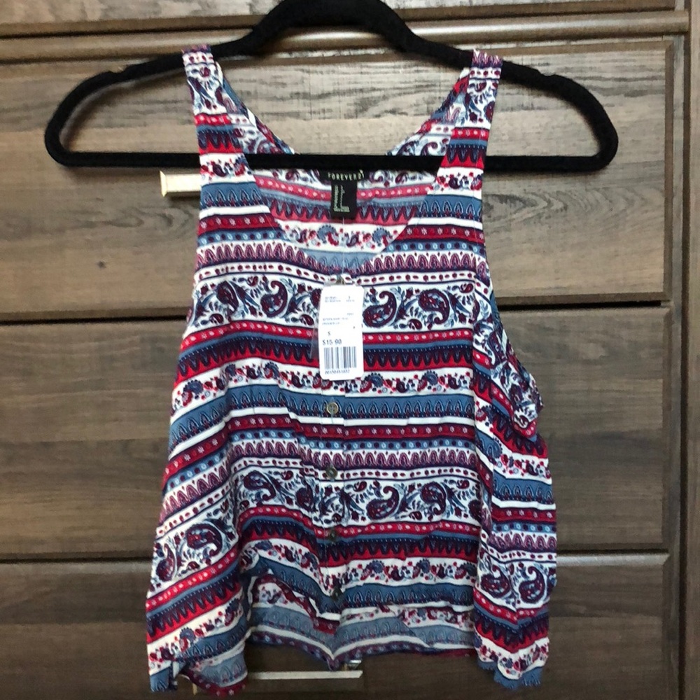 Red, White And Blue Crop Top